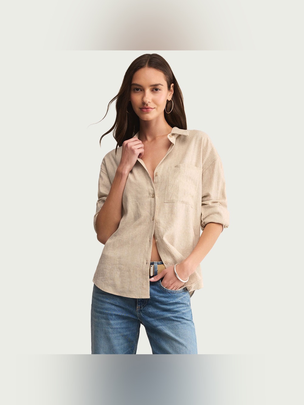 🆕 Z Supply Alfie Relaxed Button-Down in Flax NWT SZ MED